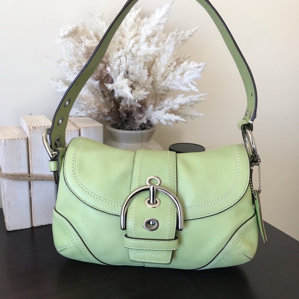 Coach Vintage Soho Buckle Flap Leather Shoulder Bag, 2006 Y2K, Lime Green, 10577 - Picture 4 of 16